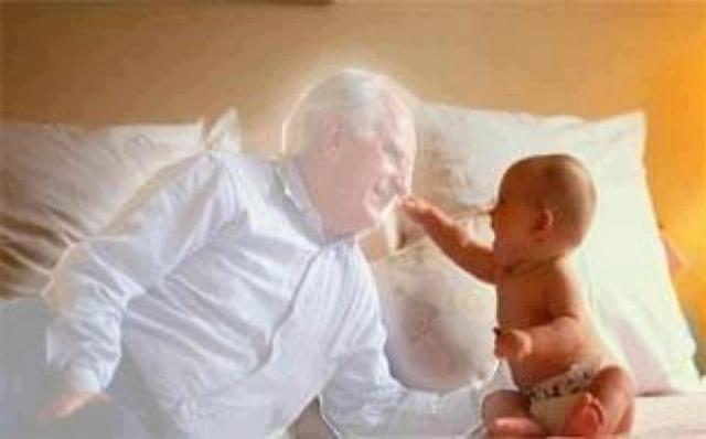 A demon impersonating  a baby's GrandFather.